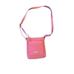Vera Bradley Quilted Crossbody Bag In Raspberry Pink With Floral Lining Adjustab